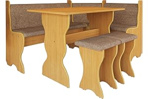 Mirjan24 Gruppo di panchina angolare Thomas, gruppo composto da panca angolare, tavolo, 2 sgabelli, sala da pranzo (ontano + Alfa 80)