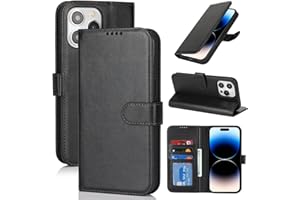 Zouzt Hülle für iPhone 14 Pro 6,1-Zoll, Stoßfestes PU Leder Handyhülle Lederhülle Klapphülle mit Kartenhalter und Standfunktion Flip Leather Wallet Phone Cover (Schwarz)