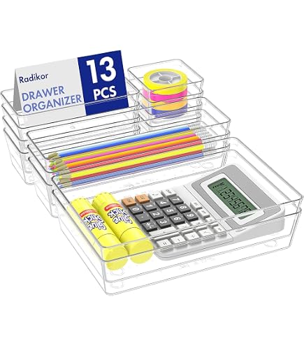 Lot De 25 Organisateurs De Tiroir En Plastique Transparent Et Noir - 4 Tailles Pour Cosmétiques Et Bijoux