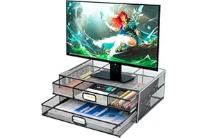 DESKORGA Cassetto sotto scrivania rinforzato – 2 cassetti scorrevoli A4 – organizer in metallo (nero)