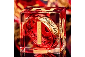 ORIFANTOU Magic Golden Ring DND Dice Set Sharp Edge Red Resin Dice with Box, for use with RPG D&D Tabletop Games Lord D and D Polyhedral Dice Set