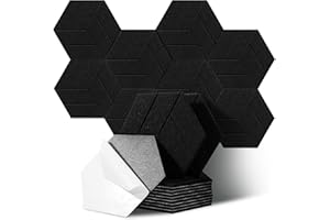 JurciCat 12 pezzi Pannelli Acustici Esagonali autoadesivi pannelli fonoassorbenti decorativi pannello fonoassorbente per studio sonoro ufficio studio sala giochi (30x26x0,9cm)