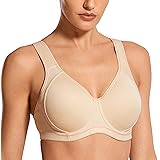 SYROKAN Women's Sports Bra High Impact Underwire Support Full Coverage Plus Size Molded Fitness Workout Bras