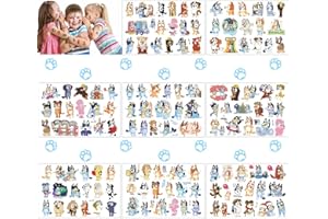 HEARTSKING Tatuaggi Temporanei Bambini, 8 Fogli Tatuaggi per Bambini Adesivi Cucciolo Tattoo Animato Tatuaggi Finti Tatuaggi Adesivi Impermeabili per Bambini Ragazze Ragazzi per Festa Compleann Regali