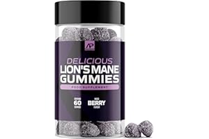 AP NUTRITION Lions Mane Gummies - 1000mg Lions Mane Mushroom Gummies - Delicious Mixed Berry Flavour Mushroom Supplement (60 Vegan Gummies)