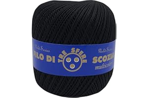 FILATI ITALIANI Cotone Filo di Scozia 100g Titolo 5-8 - 12-16 (Nero - 01, 8)