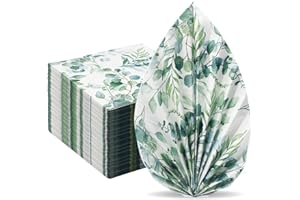 Wentsent Servietten Eukalyptus |40 Stück Servietten Grün|Servietten Hochzeit |Tisch Dekorationen |Party Tischdeko|Papierserviette für Hochzeit| Konfirmation|Baby Shower|Serviettentechnik (Grün)