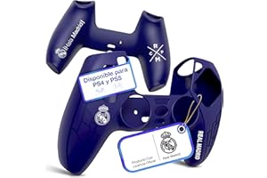 Fantroller® Funda para mando de PS5 con diseño oficial del Real Madrid para máxima protección y agarre, funda para mando de Playstation 5, disponible en azul y blanco