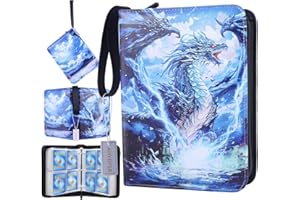 AHYDFSR Classeur Carte, Capacité de 60 pages de 480 cartes, 4 Poches, Album de Cartes, Cahier Range Carte, Livre de Protection Cartes, Porte Carte à Collectionner, un cadeau pour les garçons et les filles