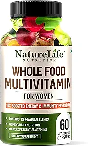 Nature Life Nutrition WholeFood Multivitamin for Women |20+ Vitamins & Minerals| 30+ Super Food | 60 Veg Capsules | Immunity & Energy