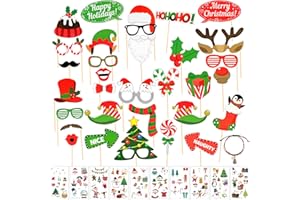 ‎ABOVE ZERO 32 Stück Foto Requisiten, Weihnachten Party Accessoires, Weihnachts Fotobox Requisiten, Photo Booth Props für Weihnachtsparty Geburtstag Hochzeit Abschlussball