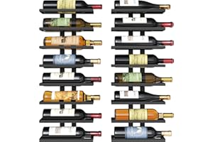 ‎FAVOOSTY FAVOOSTY Weinregal Wand 2 Set, Flaschenhalter, Flaschenregal mit 8 Ebenen, Metall Weinregal Hängend Weinflaschenregale Schwarz für Esszimmer, Schlafzimmer, Weinkeller