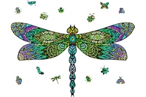 GLOBLELAND Holzpuzzle Erwachsene 120 Teile Holzpuzzles Libelle Wooden Puzzle Unregelmäßige Einzigartige Puzzle für Erwachsene Kreatives Weihnachten Geschenke 13.8x8.3 Zoll