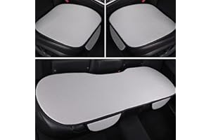 YuchiFa Cojín Antideslizante para Asiento de Coche Ice Silk para Verano, Fundas de Asiento de Coche de algodón Transpirables y refrescantes, para Todos los Modelos (C,2delanteros+Traseros)