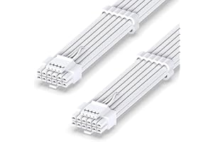 EZDIY-FAB 16AWG PCI-e 5.0 12VHPWR Câble gainé pour PSU, Câble 600W 12+4 broches mâles vers 12+4 broches mâles pour RTX 3090Ti/4070Ti/4080/4090, 60cm/23.62in-Blanc pur