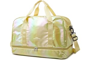 ZIOSINM Borsone da Viaggio Donna con Scomparto per Scarpe, 40L Borsone Palestra Donna Impermeabile Elegante con Scomparto Umido, Borsa da Viaggio, Borsa Parto Ospedale Mamma (Giallo)