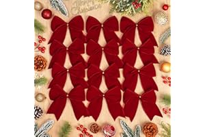 DEMIUKO 12 Stück Rot Schleife Weihnachten Samtschleifen Geschenkschleife Vintage Schleifen für Weihnachtsbaum Weihnachtskranz Girlande Weihnachtsdeko zum Basteln Hochzeit Party Valentinstag Deko
