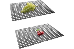 Qulable 2 Stück Küchenspüle Matte für Edelstahl/Keramik Spülen, PVC umweltfreundliche Protektoren für Boden der Küchenspüle, schnelles Abfließen von Punkten, 30 x 40 cm (schwarz durchscheinend)