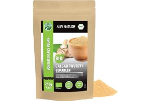 Ekologiskt galgantpulver (250 g), mald galangrotsrot, ekologiskt galgantpulver, galgant malt från kontrollerad ekologisk odling, 100% naturlig, utan tillsatser