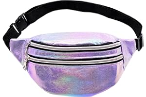 AMJKEJI Marsupio Sportivo Donna Running con 2 Zip Tasche Cintura Regolabile, Waist Bag in PU, Moda Marsupio per Running Ciclismo Escursionismo Shopping Concerti (Viola)