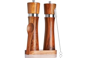 KÖKSMAGI Macina sale e pepe AGNETA (21,5 cm ciascuno) con macinino manuale in ceramica - Set di 2 macina spezie (macina sale e macina pepe) inclusi sottobicchiere, spazzola e cucchiaio