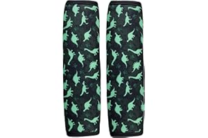 HECKBO 2x Kinder Auto Gurtpolster Gurtschutz mit Dinosaurier Dino Motiv - Sicherheitsgurt Polster für Kinder und Babys- Ideal für jeden Gurt Autositzerhöhungen Kinder Fahrradanhänger Flugzeug