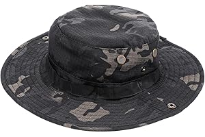 Kifmurase Camoflage Dschungel Hut für Männer und Frauen, Outdoor Anglerhut Herren Camouflage UV Schtuz Boonie Fischer Hut, Faltbarer Breiter Rand Angeln Sommer Safari Hüt