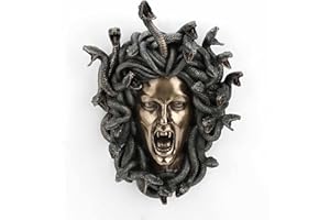 Veronese Design Placca da parete in resina pressofusa con testa di Medusa, 36,8 cm, stile gotico, con finitura in bronzo anticato