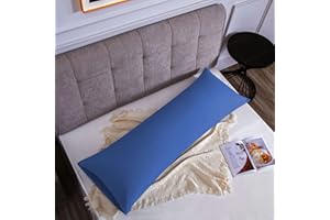POLIGINO Federe Cuscini Letto Matrimoniale Cotone 45x150 cm 1 PCS, Federe Certificato Oeko-TEX in Premium Cotone 110GSM, Morbida e Traspirante, Ipoallergenica -Blu