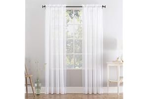 Megachest a pair of slot top voile curtains (Pure White, 56" wideX84 drop 2 Panels)