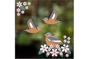 STICKERS4 I Like Birds - Birds & Blooms Chaffinch Window Stickers - Set of 3 Decorative Glass Static Clings