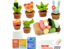 XunHe Crochet Kit, 6 Pcs Potted Plants Crochet Kit for Beginners, Complete Crochet Set with Step-by-Step Instructions and Video Tutorials DIY Crochet Kits for Beginners Adults Crochet Craft Gift