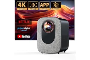 ‎JIMVEO Beamer - 【Netflix-Official-Lizenziert】 Remote Focus/Trapezkorrektur Wifi6 Bluetooth 1080P Full HD 700ANSI Projektor Unterstützt 4K Beamer Jimveo Heimkino 50% Zoom Mit Android/iOS Handy Projektor