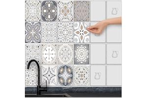 ‎FOLIESEN FoLIESEN - Fliesenaufkleber | selbstklebende Fliesen-Folie für Bad & Küche | Deko Klebe-Folie für Wandfliesen Küchenrückwand & Bordüren | Patchwork No.9, .:15x20 cm / 16-tlg. Set