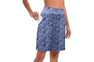 Timuspo Damen Activewear Knielanger Hosenrock mit Innenshorts Athletischer Tennisrock mit Hoher Taille Skorts mit Hose Darunter Perfekt für Sport, Golf, Wandertraining
