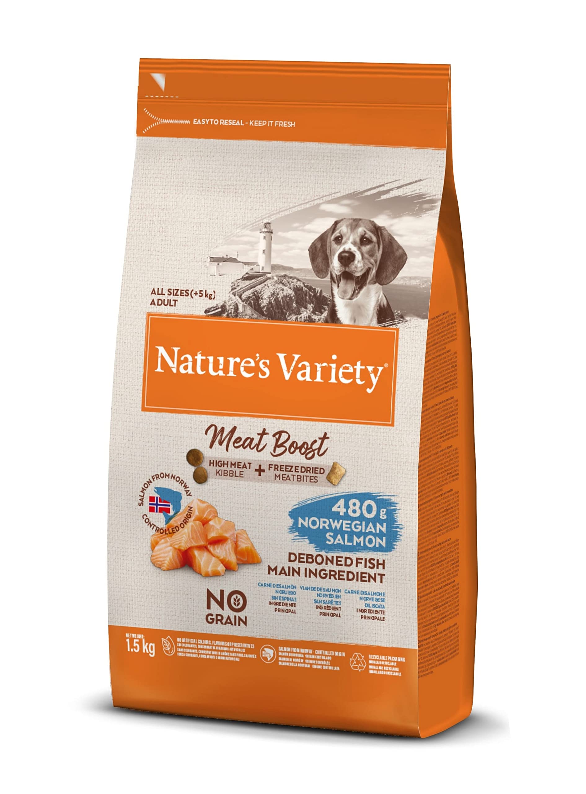Natures Variety Dog Adult Selected Meat Boost Salmon 1.5Kg