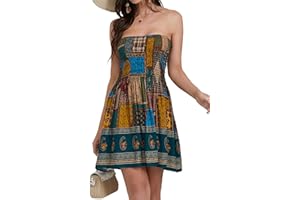 Daenery Vestito Donna Estivo Corto Casual Senza Maniche A-Line Spaghetti Straps Mini Abito