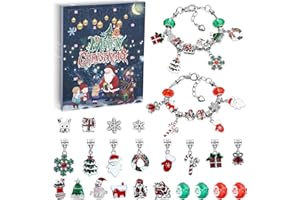 Gucass Kalendarz adwentowy 2025 dla dziewcząt, 24 dni kalendarz bożonarodzeniowy biżuteria, prezent na boże dla dzieci, nastolatek, kobiet, bransoletki i charmsy, zestaw do majsterkowania