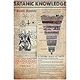 Fjqwklf Satanic Knowledge Metal Tin Signs Satanic Infographics Vintage