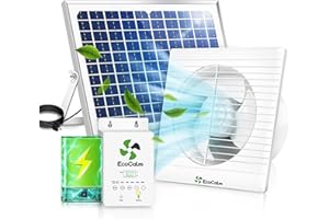 ecoCalm Ventilateur solaire avec batterie solaire, ventilateur exterieur de 200mm avec panneau solaire 12v et cable solaire de 4,5m, ventilateur energie solaire pour serre de jardin, poulailler, niche