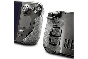 Luck&Link Controller Grip Kit for Steam Deck OLED & LCD, Textured Skin, Anti-Skid Sweat-Absorbent with Grips, Buttons, Triggers, D-Pad (PRO - Black Grey)