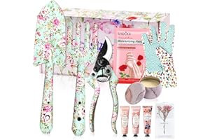 YORFULL Juego de Herramientas Jardineria, 10 Piezas Kit Jardineria con Guantes, Pala, Tijeras, Garra, Velas, Crema de Manos, Juego de Herramientas Jardinería con Bonita Caja de Regalo