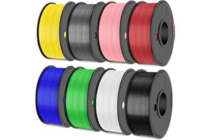 SUNLU 3D printer filament Multicolor, Meta PLA filament 1.75mm, PLA filament Total 2kg, 8 packs of 0.25kg spool, 8 colors, black+white+gray+red+blue+green+yellow+pink