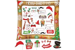 DTYGUIXE 38 Stück Weihnachten Aufblasbare Fotorahmen Gold Foto Requisiten Set Fotobox Accessoires für Weihnachtsfeier Silvester Party Foto Rahmen Lustig Photo Booth Props Fotorequisiten für Feier
