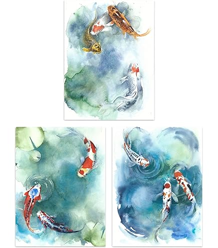 MHLCMG Canvas Painting Abstract Nine Koi Fish Landscape Pictures Wall Art Modern Poster Art Print Wall Living Room Bedroom Decor No Frame (40 X 80 Cm - View #7