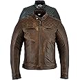 Texpeed Mens Leather Motorcycle Jacket - Touring Motorbike Jacket With Genuine Biker CE Armour (EN 1621-1) Protection Quilted Diamond Stitched Design - Brown - M