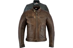 Texpeed Blouson de moto en cuir pour homme - Veste de moto de tourisme avec protection véritable biker CE armor (EN 1621-1) Coutures diamant - Brun/Marron - XL