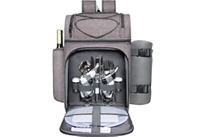 Hap Tim Picknickkorb für 2, 2 Personen Picknickrucksack mit Weinhalter, Fleecedecke, Besteck-Set, perfekt für Strand, Tagesreisen, Wandern, Camping, Grillen, Familie oder Hochzeitsgeschenke für Paare