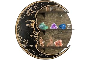 JINGAN Étagère en cristal lunaire, présentoir en cristal lunaire, support lunaire avec affichage en cristal mural pour pierre, cristaux, huile essentielle