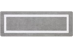 Famibay Tappetino Bagno Antiscivolo, Assorbente Lungo Lavabile in Lavatrice, Microfibra, Morbido per Doccia Cucina Lavanderia(Grigio,50x140cm)